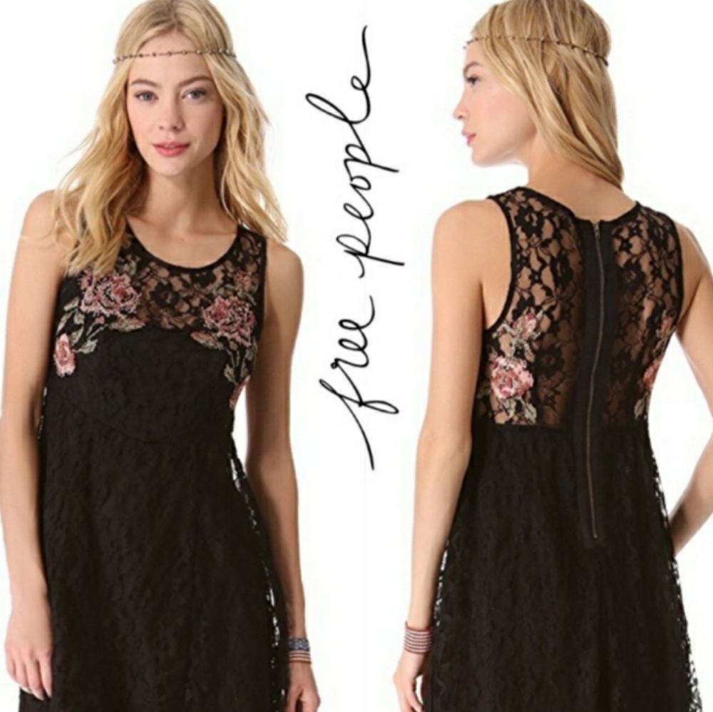 Free People Black Sheer Lace Dress - Picture 7 of 7